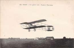 CPA - AVIATION - 49 - BRON - En Plein Vol - Biplan Farman - Aerodromes