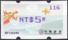 2011 Automatenmarken China Taiwan Drachen Dragon MiNr.27 Blue Nr.116 ATM NT$5 Xx Innovision Kiosk Etiquetas - Distributors