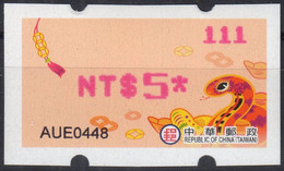 2013 Automatenmarken China Taiwan Schlange Snake MiNr.30 Pink Nr.111 ATM NT$5 Xx Innovision Kiosk Etiquetas - Distributori