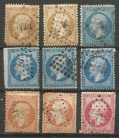 France - Type Napoleon III - N°21-22-23-24 - 9 Timbres Avec Obl. PC à Identifier - 1862 Napoleone III