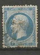 France - Type Napoleon III - N°22 - 20c. Bleu - Cachet "bureau De Passe" - 1862 Napoléon III.