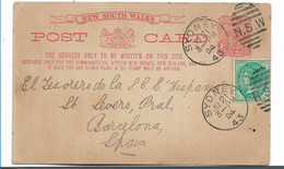 AUSTRALIEN NSW 113 / Ganzsache Mit Zusatzmarke 1904 Nach Spanien (Barcelona) - Covers & Documents