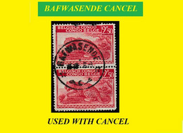 1945 (°) BAFWASENDE BELGIAN CONGO / CONGO BELGE CANCEL STUDY [3] COB 241 TWO STAMPS LEOPARD SELECTION - Abarten Und Kuriositäten