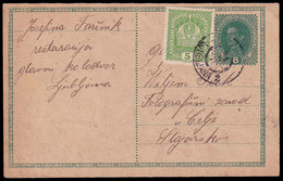 SLOVENIA - Austrian Stationery Upfranked With Austrian Stamp And Sent From Ljubljana To Celje 20.02. 1919 / 2 Scans - Slowenien