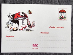 ROUMANIE Lapins, Lapin, Rabbit, Conejo. Entier Postal Emis En 1998. Champignons, Papillon, Coq - Conigli