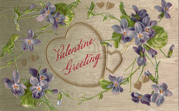 3474 – Valentine Greetings – Heart Flowers – Embossed – Vintage - VG Condition – 2 Scans - Saint-Valentin
