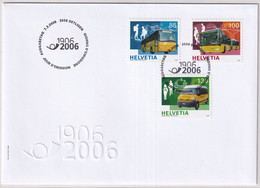 Zumst. 1192-1194 / MiNr. 1956 - 1958 Schweiz2006, 7. März. 100 Jahre Postautobusse - FDC - Busses