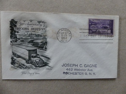 Enveloppe Premier Jour First Day Of Issue 50 Anniversary Of The Truncking Industry 27 October 1953 Los Angeles - 1951-1960