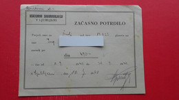 Insurance Company.Vzajemna Zavarovalnica V Ljubljani.11x Zacasno Potrdilo.11 Documents. - Chèques & Chèques De Voyage