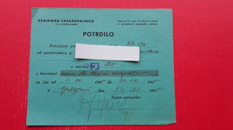 Insurance Company.Vzajemna Zavarovalnica V Ljubljani.Potrdilo 1945 - Chèques & Chèques De Voyage