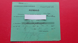 Insurance Company.Zavarovalni Zavod Slovenije.Potrdilo-1945.Ljubljana - Chèques & Chèques De Voyage