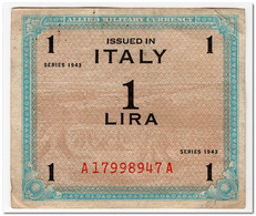 ITALY,ALLIED MILITARY CURRENCY,1 LIRE,1943,P.M10,VF+ - Occupazione Alleata Seconda Guerra Mondiale