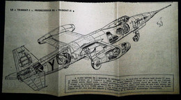 ► (1958) Plan Aviation - AVION De Chasse  TRIDENT - 13 X 26 Cm - Máquinas
