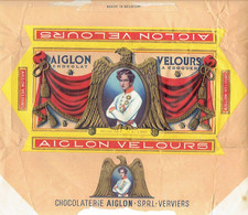 Emballage Superbement Illustré Chocolat AIGLON CHOCOLATERIE S.P.R.L. VERVIERS -Tablette 175 Grs AIGLON VELOURS - Schokolade