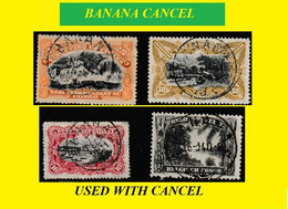 1894+1931 (°) BANANA BELGIAN CONGO  CANCEL STUDY [2] EIC 005+019 COB  067+168 LANDSCAPES SELECTION X 4 ROUND CANCELS - Abarten Und Kuriositäten