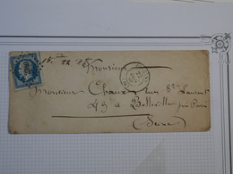 BM2 FRANCE  LETTRE 1859  ORLEANS A BELLEVILLE  +NAPOLEON N°14   +AFFRANCH. INTERESSANT+++ - 1853-1860 Napoleon III