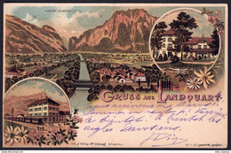 LITHO Gruss Aus LANDQUART 1898 Bahnhof Bahn - Landquart