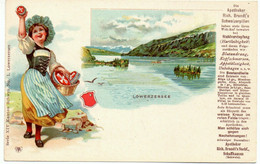 LITHO LAUERZ Lowerzersee Tracht Schwyz Werbung Apotheker Rich. Brandt's Schaffhausen - Lauerz