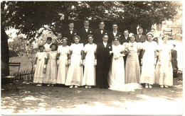 Noces : Carte-photo : Mariage De Alice Et Alfred Chanal : 1938 : Mariés Et Demoiselles D'Honneur - Hochzeiten