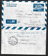 Aerogramm Stationery From Israel. Circulated To Osijek, Yugoslavia 1954. Censorship Obliteration. Air Mail. Antelope. - Poste Aérienne