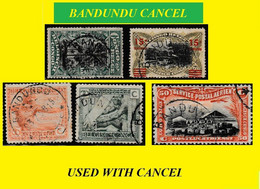 1915/1924 (°) BANDUNDU BELGIAN CONGO  CANCEL STUDY [2] COB 071+037+068+096+110+137 FIVE ROUND CANCELS - Abarten Und Kuriositäten
