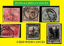 1925/1942 (°) BANGA (TSHELA) CHELA BELGIAN CONGO  CANCEL STUDY VARIA [2] COB 109+120+126+199+261+266 SIX ROUND CANCELS - Abarten Und Kuriositäten