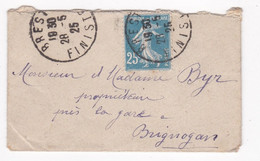 Brest Finistère Pour Mr Byr à Brignogan , 3 Cachet, Brest Finistère ,1925, - Cartas & Documentos