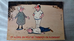 CPSM  SPORT PETANQUE PARTIE DE BOULES DESSIN ALEXANDRE SERIE BOULES ON PEUT SE TROMPER EN PLOMBANT - Boule/Pétanque