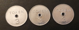 Série De 3 Jetons De Nécessité Britanniques De Métro, Bus - Années 70 "National Transport Tokens" Tickets De Métro, Bus - Monetari/ Di Necessità