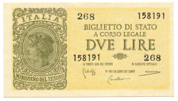 2 LIRE BIGLIETTO DI STATO LUOGOTENENZA UMBERTO BOLAFFI 23/11/1944 FDS - Andere