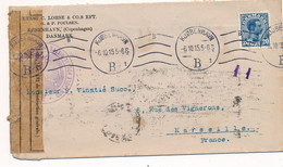 LETTRE DANEMARK COPENHAGEN 20 ORE CENSURE DIEPPE COVER DANMARK - Lettres & Documents