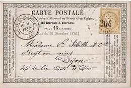 LCTN27B -  CPO N° 18 (10-75)  OBL. LIGNY EN BARROIS FEVRIER 1876 - Cartes Précurseurs