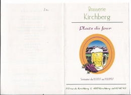 Dépliant Touristique - Brasserie KIRCHBERG - Luxembourg -  Ft 15 X 10,5 Cm - Menus