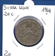SIERRA LEONE - 20 Cents 1964 -  See Photos - Km 20 - Sierra Leone