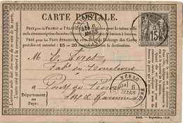 LCTN27B -  CPO N° 26 2242 SEPTEMBRE 1876 OBL. NERAC 6/3/1877 - Cartes Précurseurs