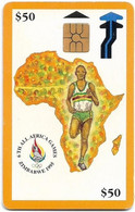Zimbabwe - PTC - 6th All Africa Games (Orange), Gem2 Black, Exp. 09.1998, 50$, 40.000ex, Used - Simbabwe