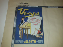 MESTRE PASTIFICIO VOLPATO PASTA VAMPA ILLUSTRAZIONE ANNI '50 CARTELLO PUBBLICITARIO IN CARTONE - Pappschilder