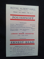 POUISHNOFF PIANISTE PIANO KLAVIER PIANIST ERNEST READ CONDUCTOR DIRIGENT CONCERT FLYER HANDBILL - Programme