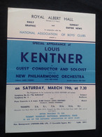 LOUIS KENTNER PIANIST PIANISTE KLAVIER PIANO AND CONDUCTOR DIRIGENT NEW PHILHARMONIC CONCERT FLYER HANDBILL - Programme