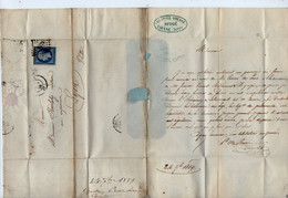 TB 3844 - 1859 - LAC - Lettre De Me Gustave BRESSE Huissier à VIENNE ( Isère ) Pour Me BERLOTY à LYON - 1849-1876: Période Classique