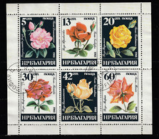 Bulgaria - 1985 Roses - Mi. 3373-78 Sheetlet  / MINI SHEET STAM SET USED - Gebraucht