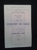 JEANNE MARIE DARRE PIANISTE KLAVIER PIANIST PIANO JEAN WITKOWSKI CONDUCTOR DIRIGENT CONCERT PROGRAMME PROGRAM - Programme