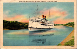 Massachusetts Cape Cod New York Boston Boat Passing Through Cape Cod Canal 1940 - Cape Cod