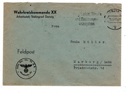 1943 ( 29.5.)Vordruck-BF. " Arbeitsstab Stalingrad Danzig " Mit Inh. Nachforsch.Stalingrad -Kämpfer ,R ! - Feldpost 2. Weltkrieg