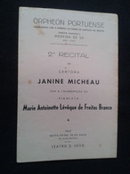 JANINE MICHEAU SOPRANO SOPRAN LEVEQUE DE FREITAS BRANCO PIANISTE KLAVIER PIANIST PIANO RECITAL CONCERT PROGRAMME PROGRAM - Programme