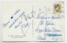 FRANCE BLASON 15C ALGER DEFAUT ANGLE CARTE DE NICE ANNULATION GRIFFE VILLEURBANNE + NPAI - 1941-66 Escudos Y Blasones