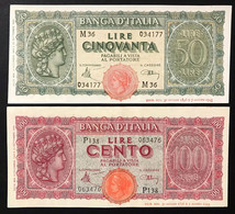 50+100 Lire Luogotenenza Italia Turita  10 12 1944 Sup/q.fds Bb/spl  LOTTO 4315 - 100 Liras