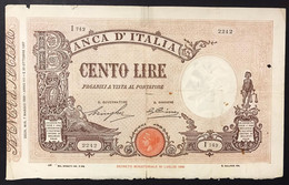 100 LIRE Barbetti Matrice Fascio 07 10 1929 Leggermente Pressato Fori E Taglietti Leggere Scritte Nell'ovale  LOTTO 969 - 100 Lire