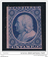 U.S.A.:  1851  CARRIERS  -  1 C. UNUSED  NO  GLUE  -  N.P. -  2  SHORT MARGINS  -  YV/TELL. 1  -  RRR. - Unused Stamps