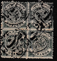 Hyderabad 1930 1/2a Greyl Double Overprint Block Of 4 Used - Hyderabad